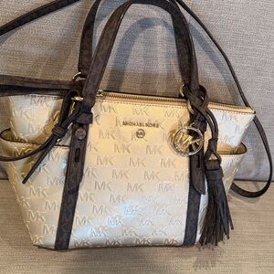 Michael Kors Cream and Brown Tote Bag